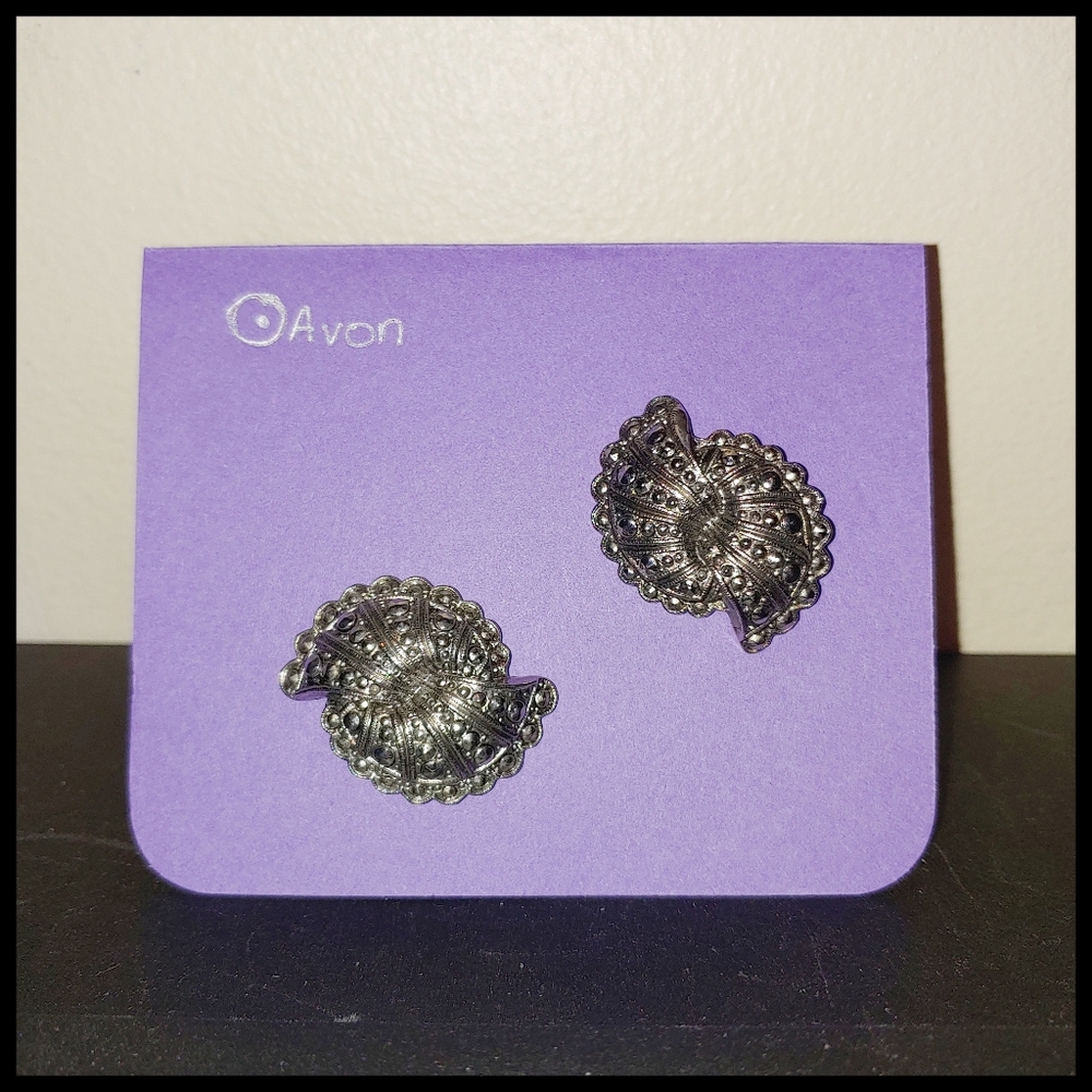 Vintage Avon Circle Dot Faux Marcasite Earrings